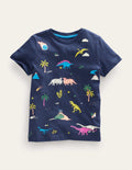 Gemustertes T-Shirt-Marineblau Meliert
