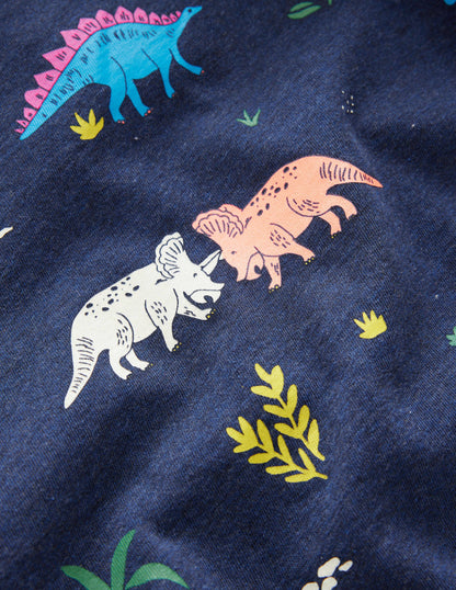 Gemustertes T-Shirt-Marineblau Meliert-3