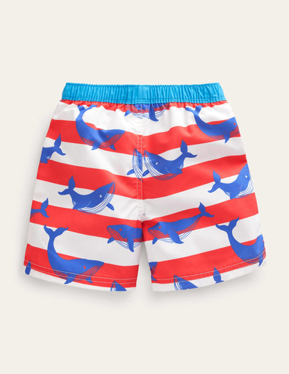 Badeshorts-Naturweiß/Erdbeerrot, Wale-2