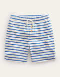 Short en jersey texturé-Bleu de Delft/blanc