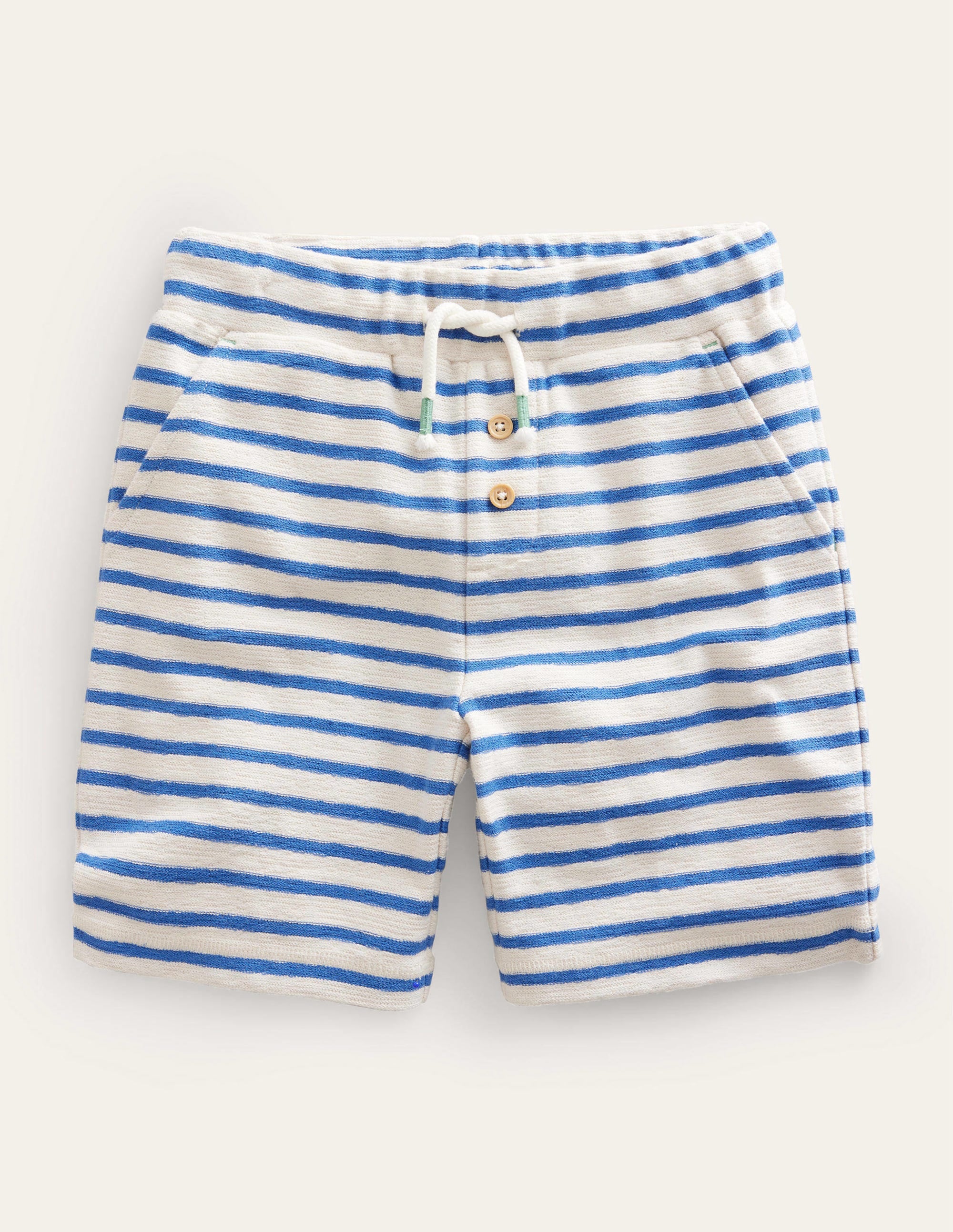 Short en jersey texturé-Bleu de Delft/blanc - Image 1