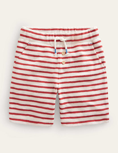 Strukturierte Jerseyshorts-Kastanienbraun/Weiß