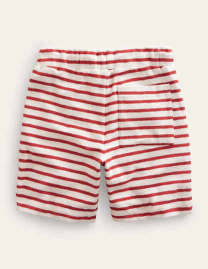 Strukturierte Jerseyshorts-Kastanienbraun/Weiß