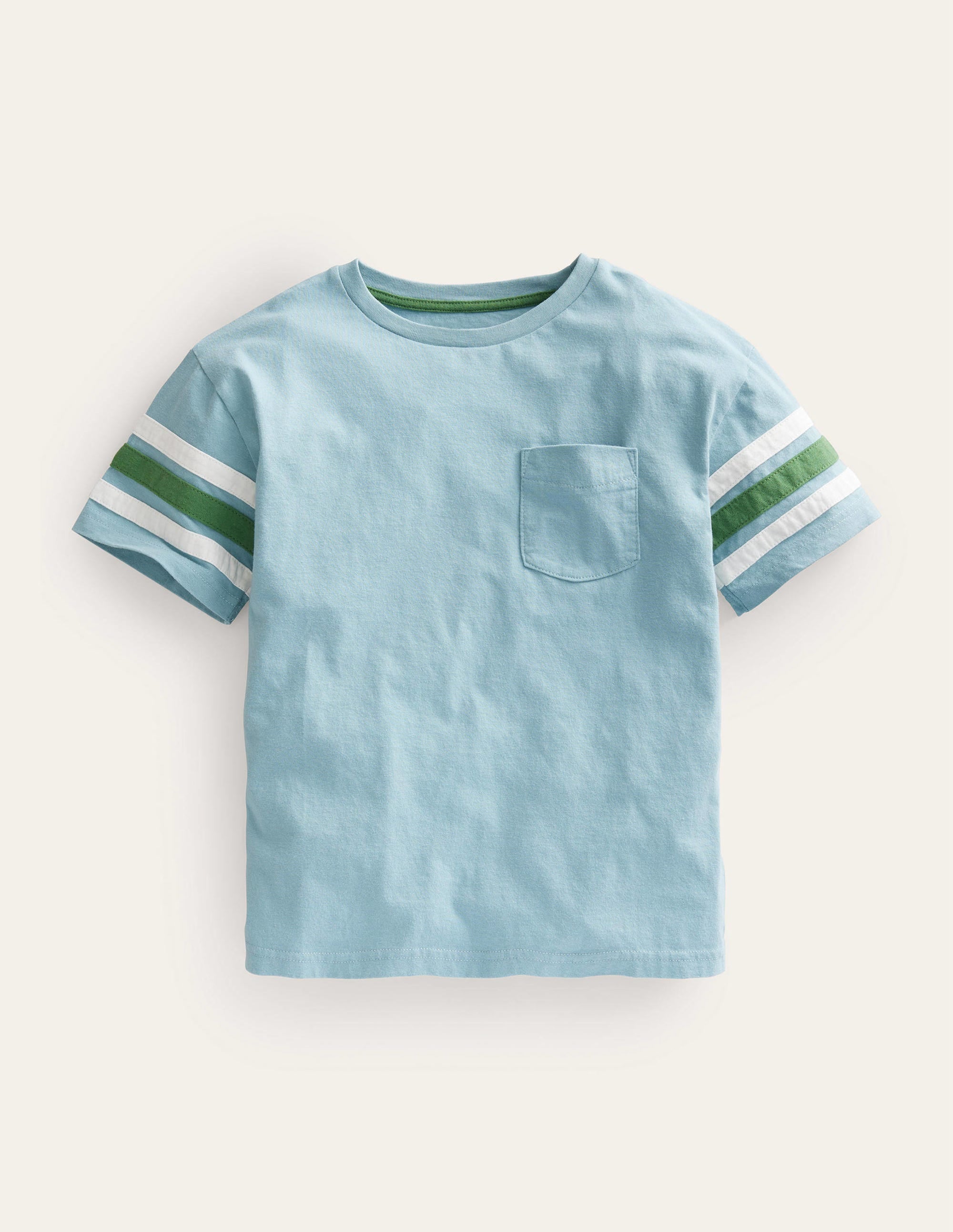 T-Shirt mit Kontraststreifen-Turmalinblau - Image 1