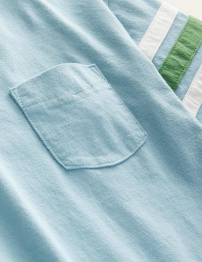 T-Shirt mit Kontraststreifen-Turmalinblau-3