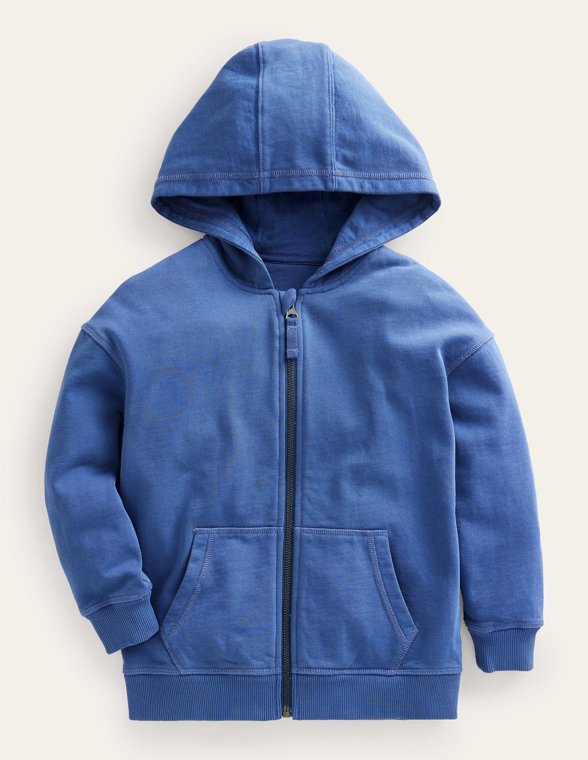 Sweat à capuche zippé teint en pièce-Bleu de Delft - Image 1