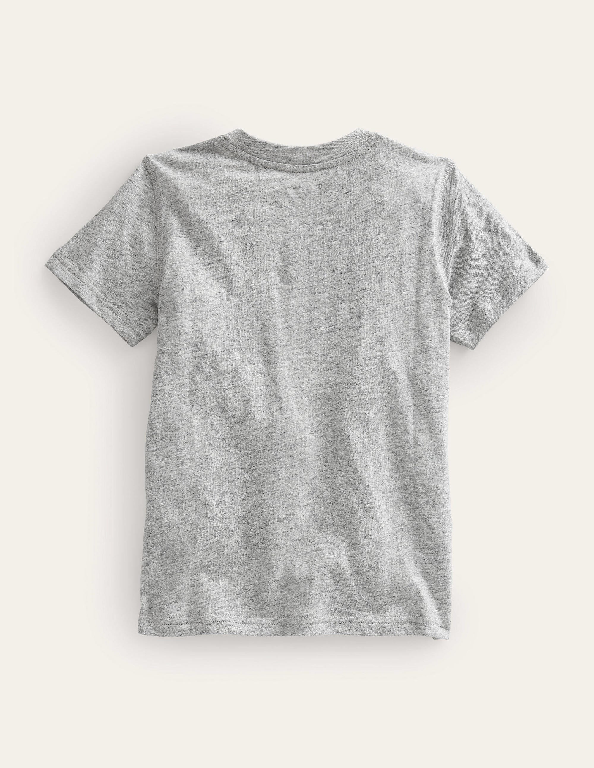 T-shirt à col tunisien en coton délavé-Gris chiné - Image 2