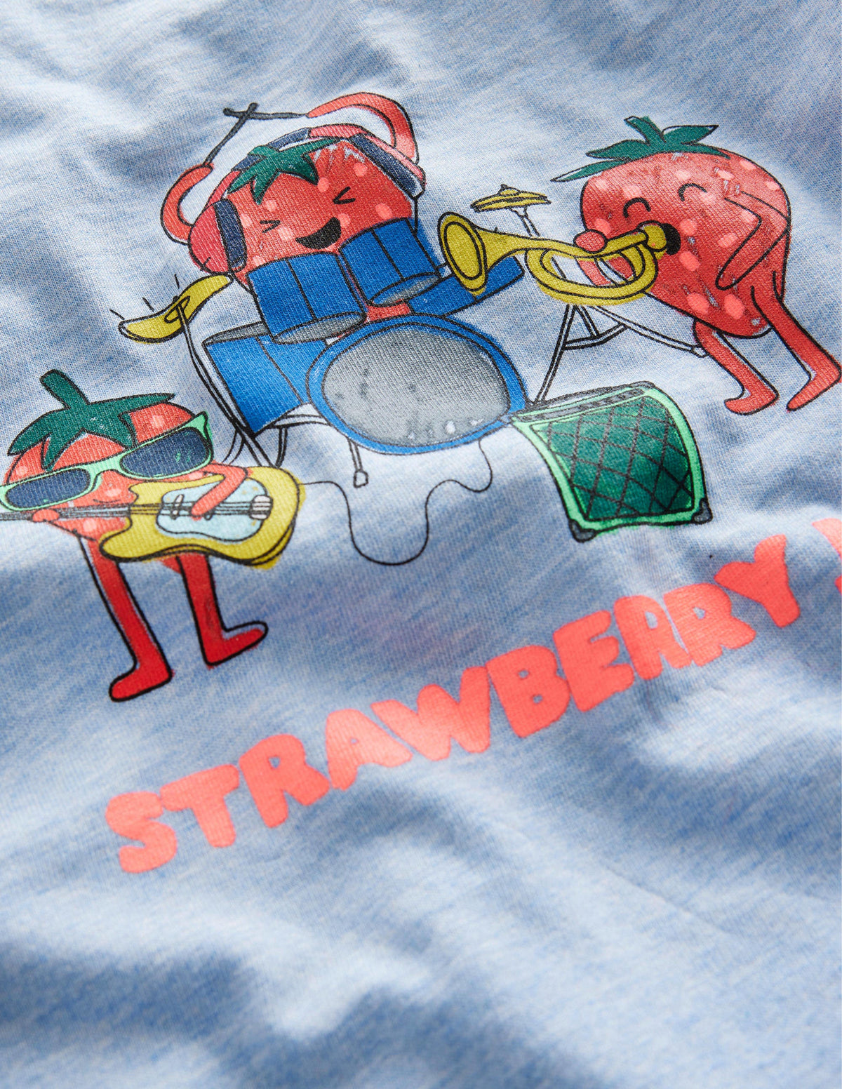 Originelles T-Shirt-Blau Meliert, Obst - Image 3