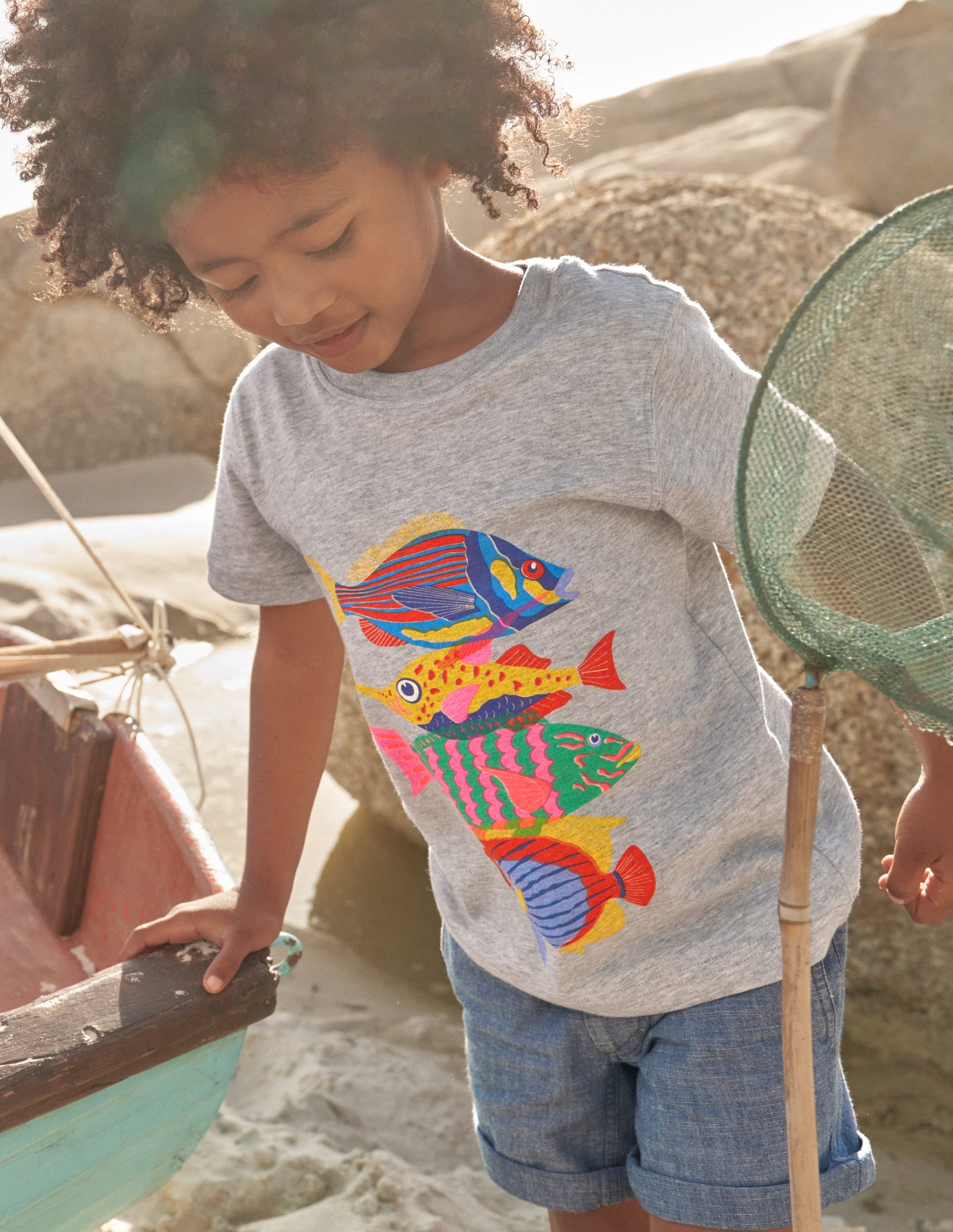 T-shirt à imprimé graphique-Poisson argenté chiné - Image 4