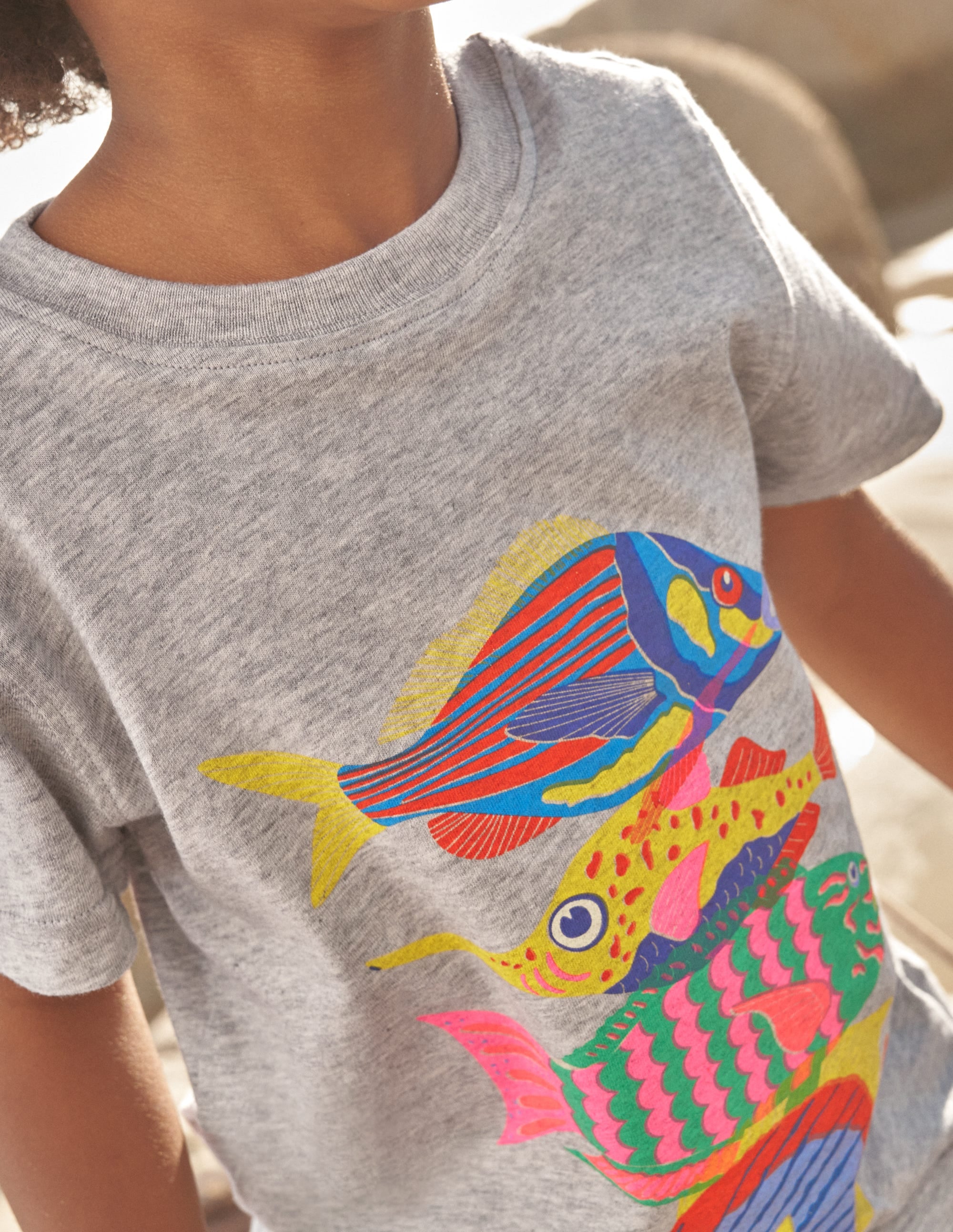 T-shirt à imprimé graphique-Poisson argenté chiné - Image 5