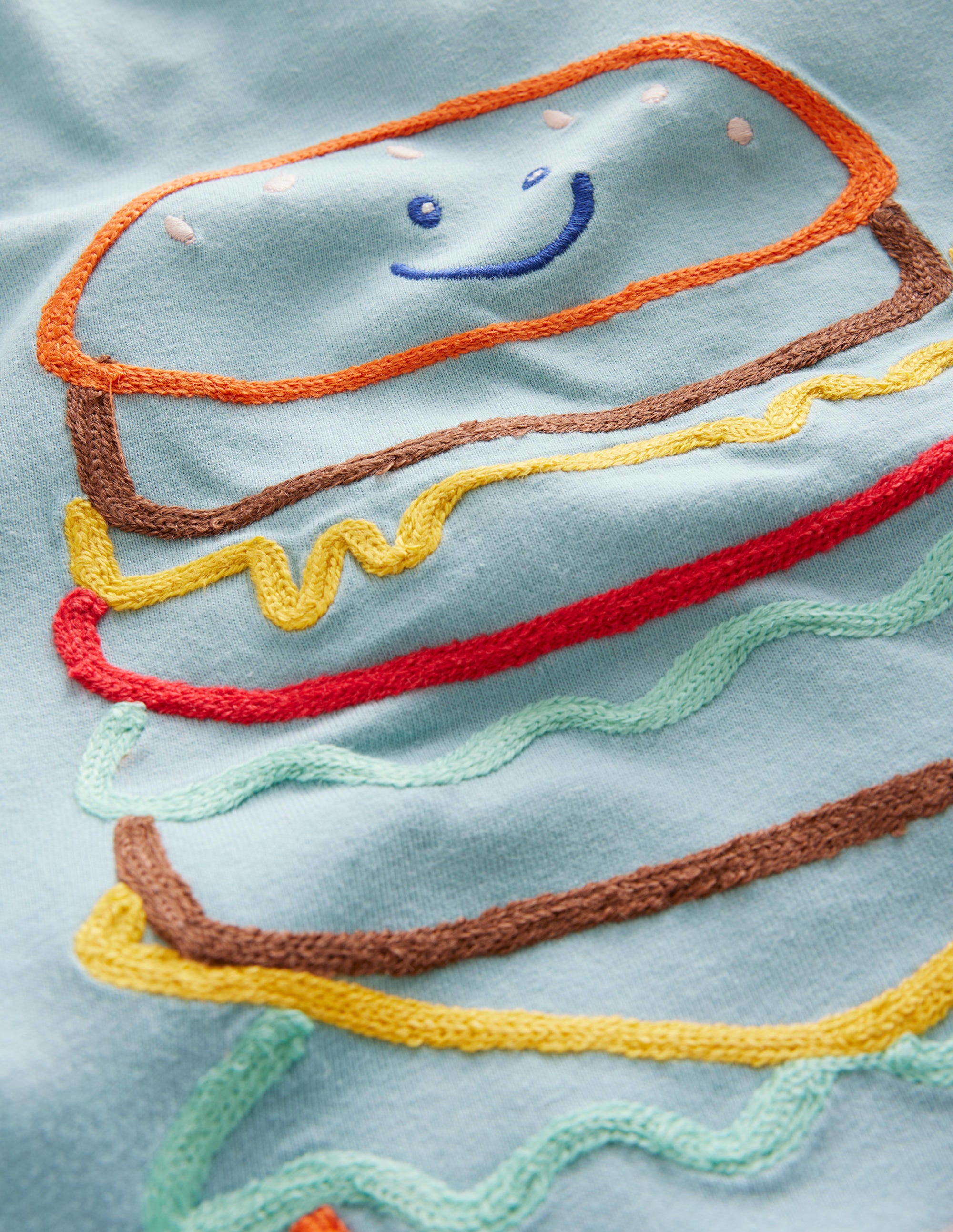 T-Shirt mit Kettenstichmotiv-Turmalinblau, Burger - Image 3