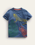 T-shirt épais à motif cousu-Lézard bleu robot