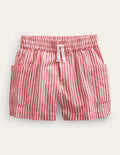 Shorts mit Taschen-Erdbeerkuchenrot, Feine Streifen