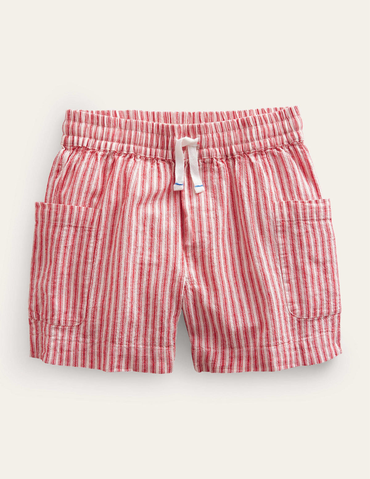Shorts mit Taschen-Erdbeerkuchenrot, Feine Streifen-1