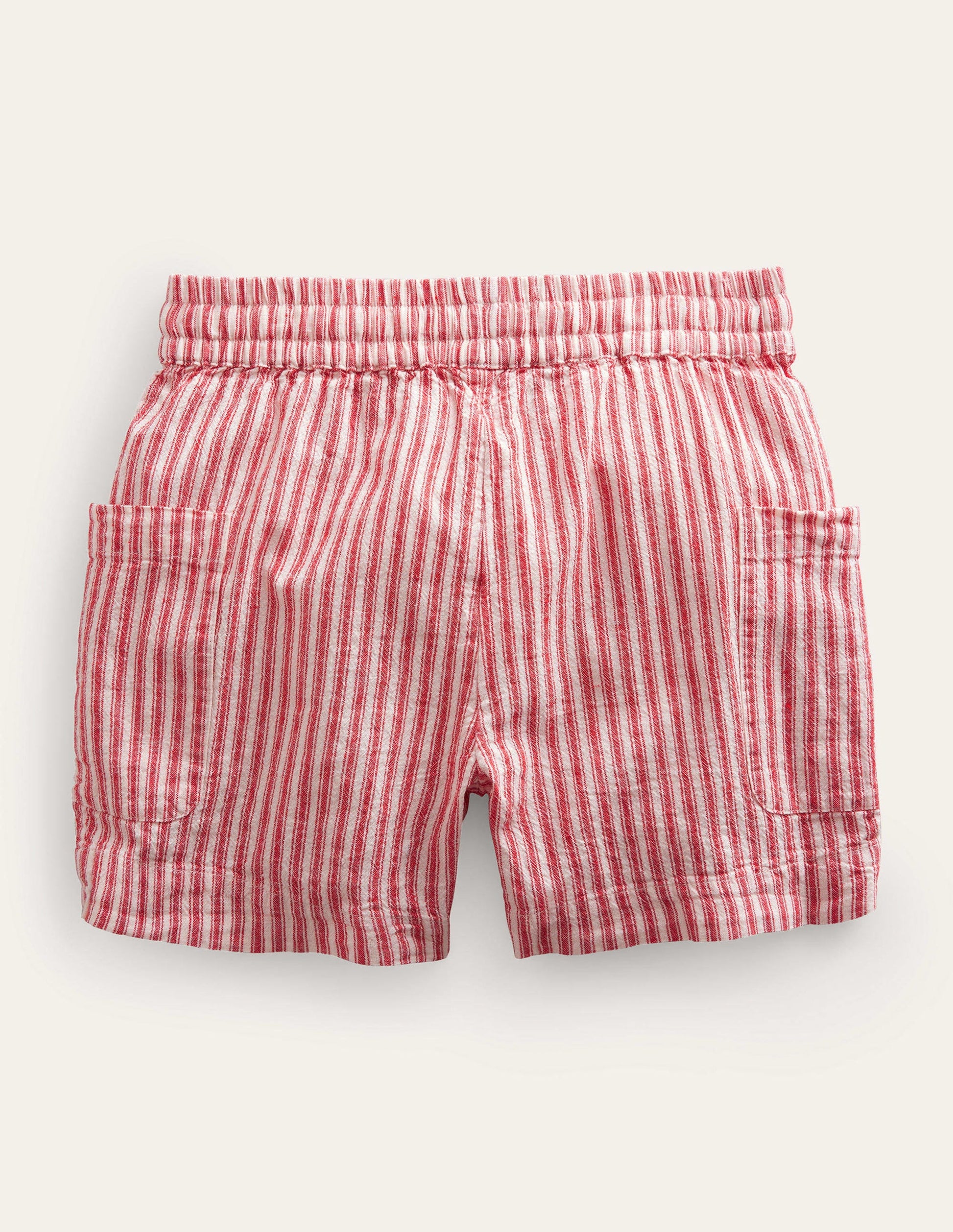 Shorts mit Taschen-Erdbeerkuchenrot, Feine Streifen-2