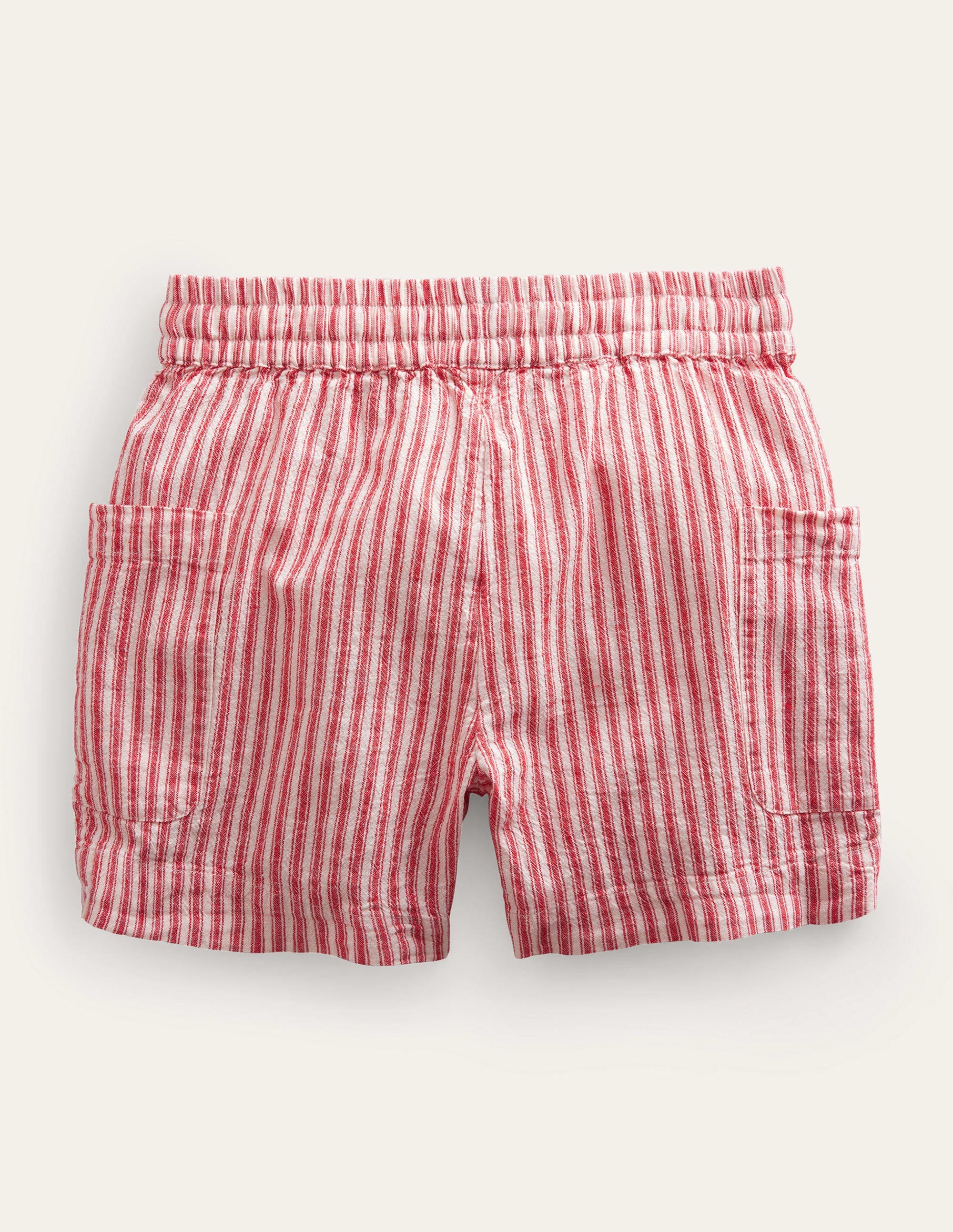 Shorts mit Taschen-Erdbeerkuchenrot, Feine Streifen - Image 2