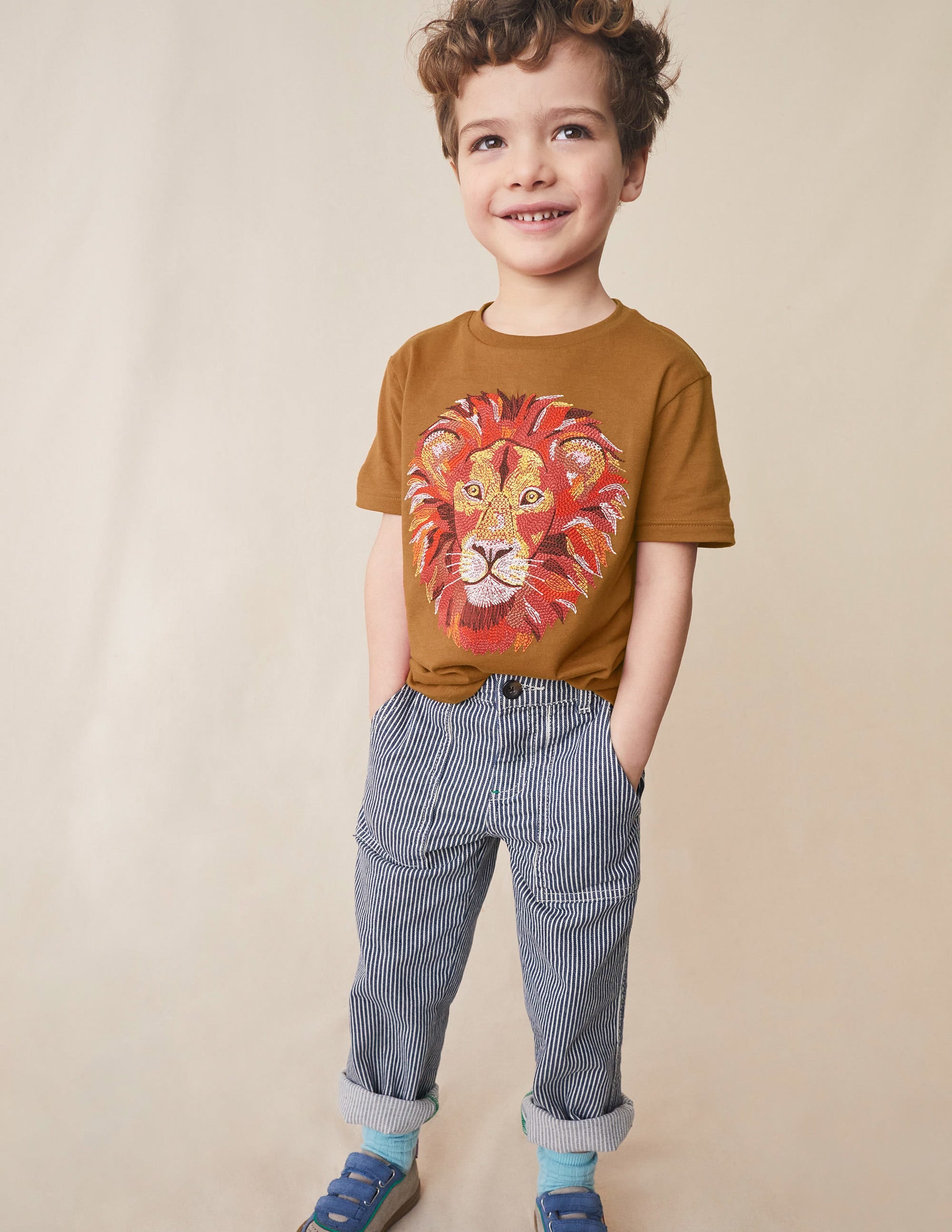Pantalon décontracté à poche et fines rayures-Rayé style coutil - Image 4