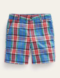 Patterned Chino Shorts-Blue/Orange Check