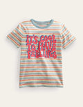 Stripy Slogan T-shirt-Multi Rainbow