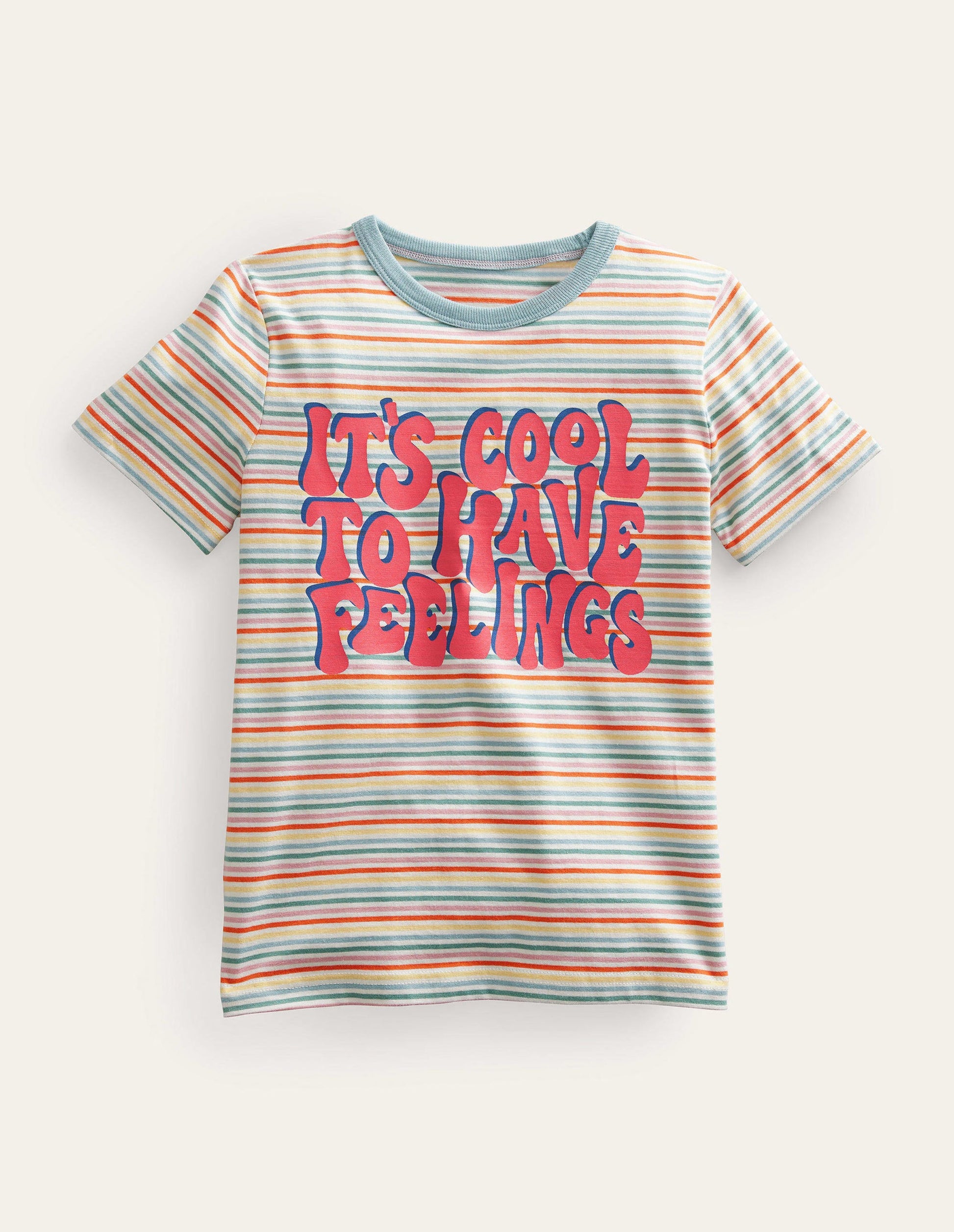 Stripy Slogan T-shirt-Multi Rainbow-1
