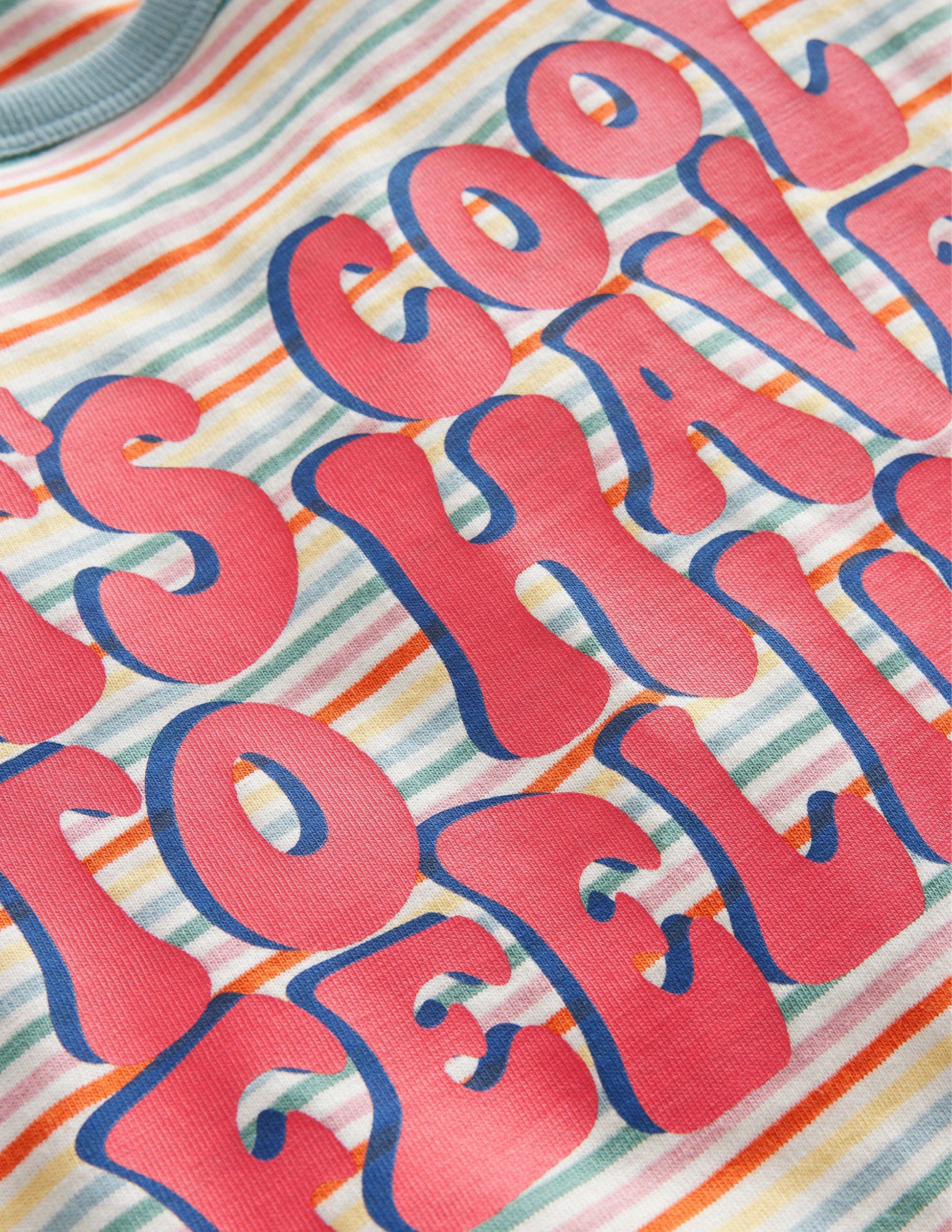 Stripy Slogan T-shirt-Multi Rainbow-3