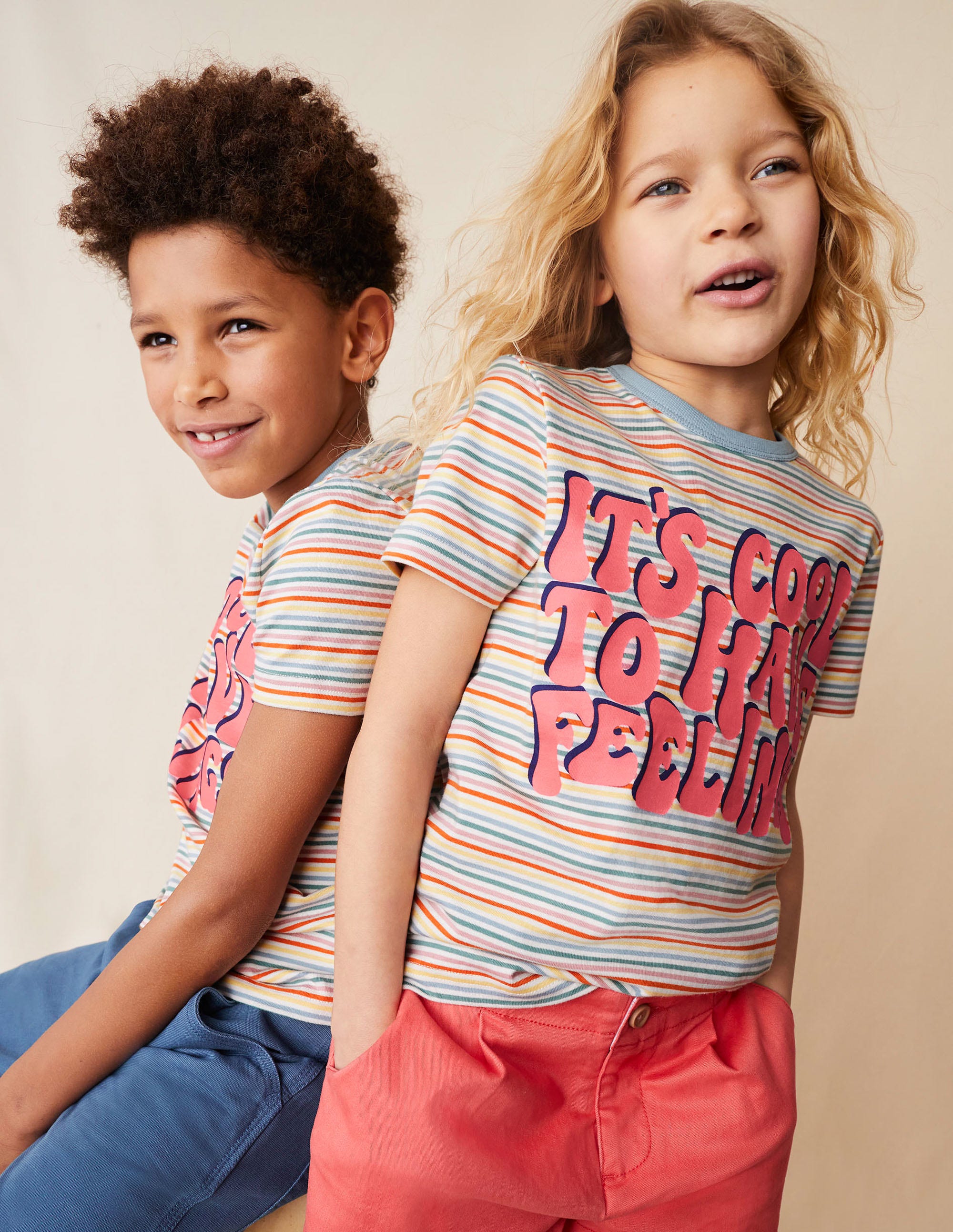 Stripy Slogan T-shirt-Multi Rainbow - Image 4
