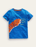 T-shirt à appliqué-Griffe de tigre bleu brillant