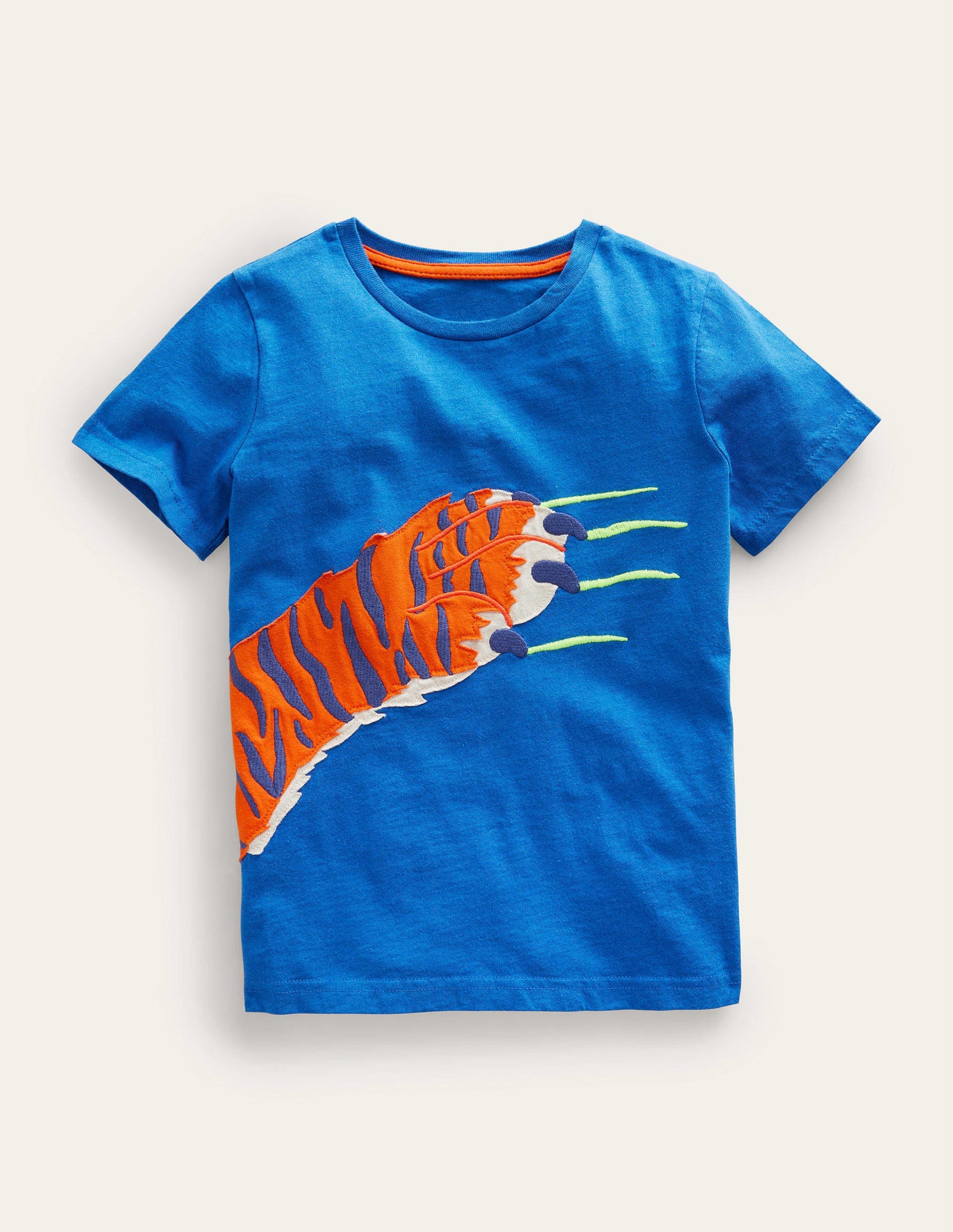T-shirt à appliqué-Griffe de tigre bleu brillant-1