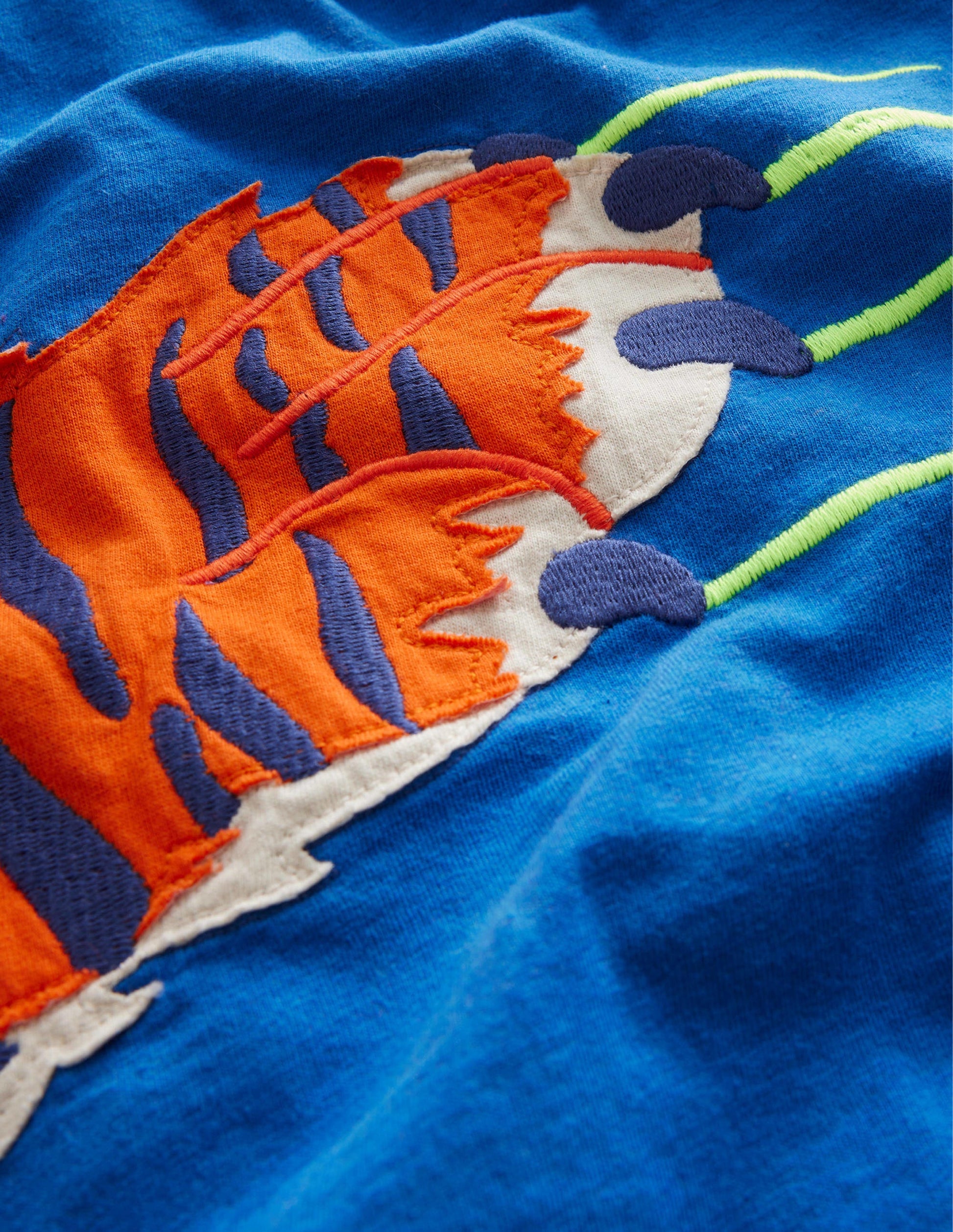 T-shirt à appliqué-Griffe de tigre bleu brillant-3