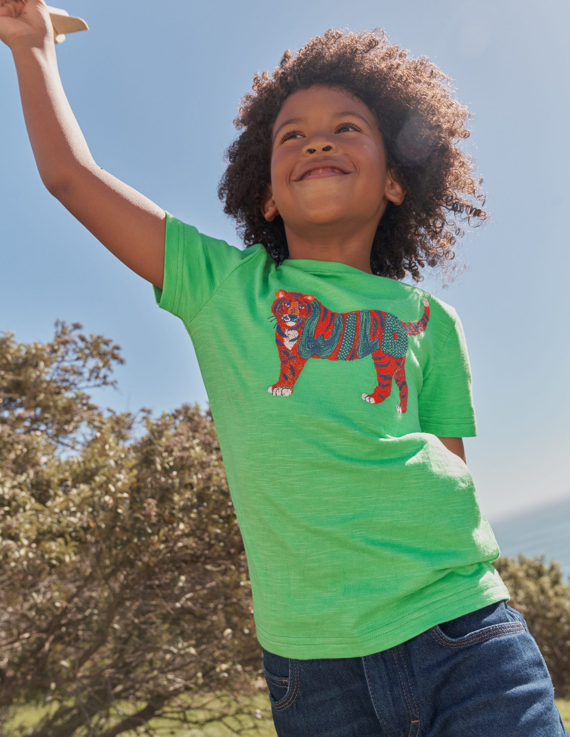 T-Shirt mit Tiermotiv-Aloe-Vera-Grün, Tiger-4