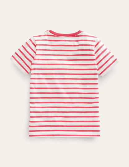 T-Shirt mit Tierapplikation-Naturweiß/Marmeladenrot, Meerschweinchen-2