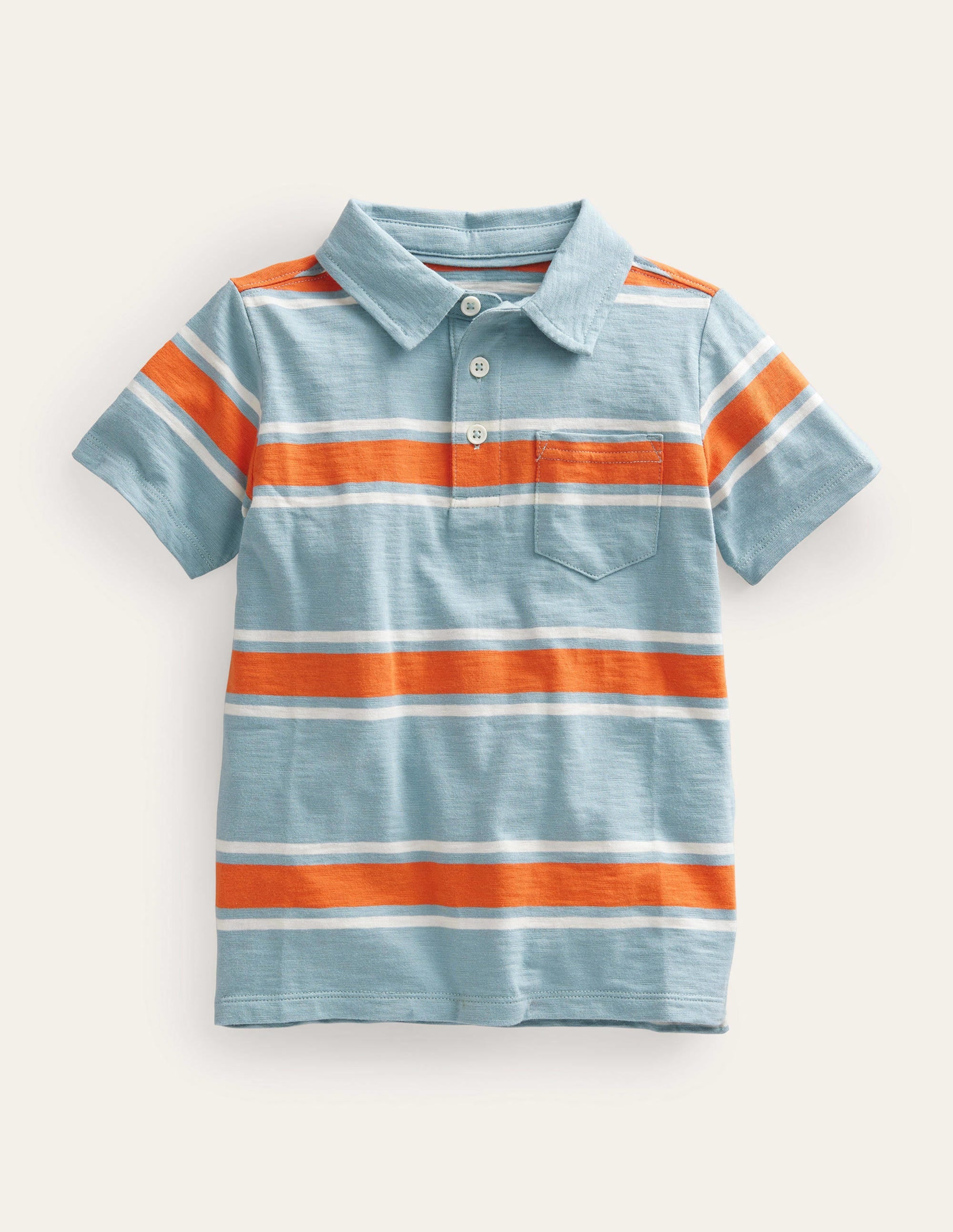 Polo en jersey flammé à motif-Bleu tourmaline/orange feu - Image 1