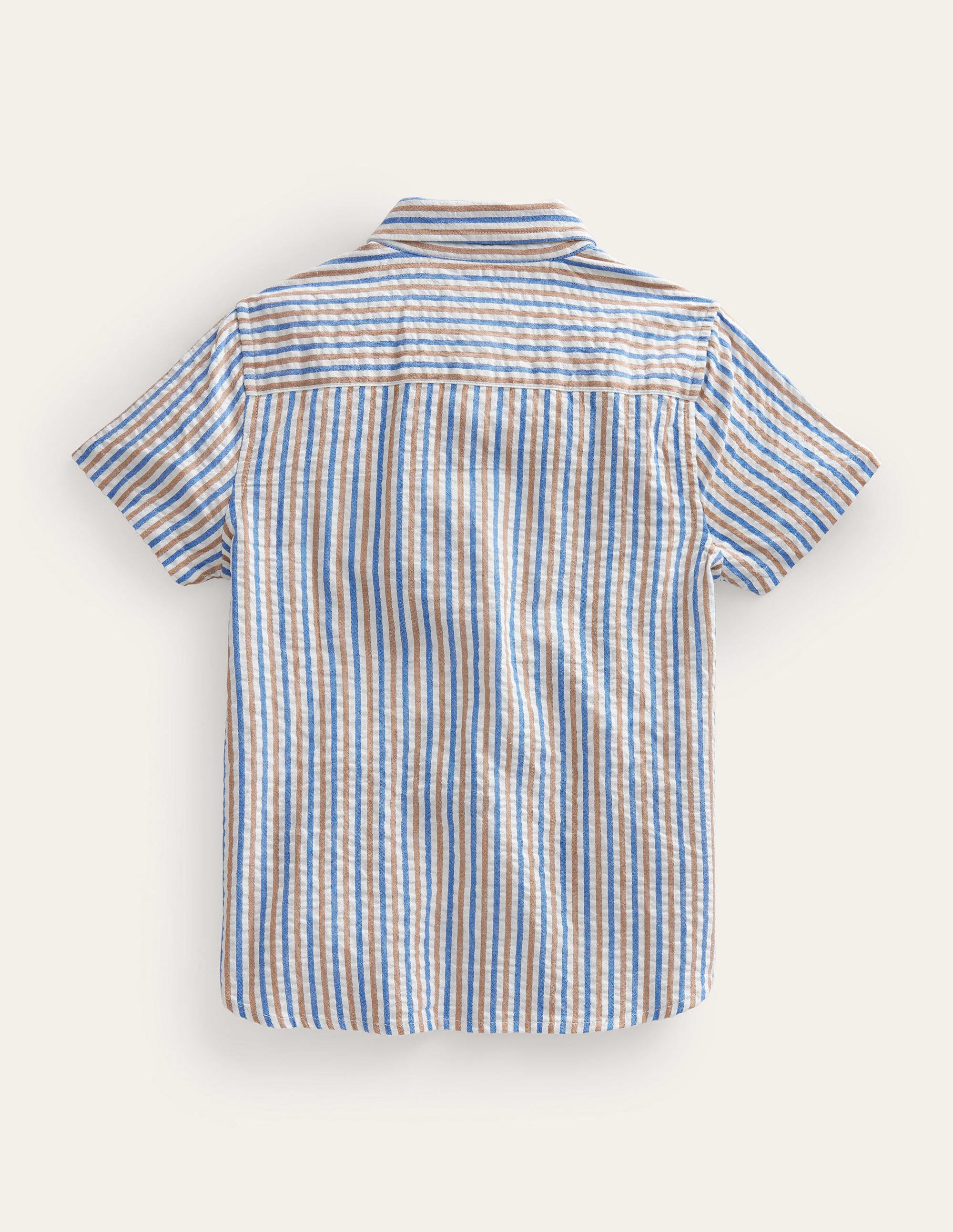 Chemise en seersucker-Rayé bleu et marron - Image 2