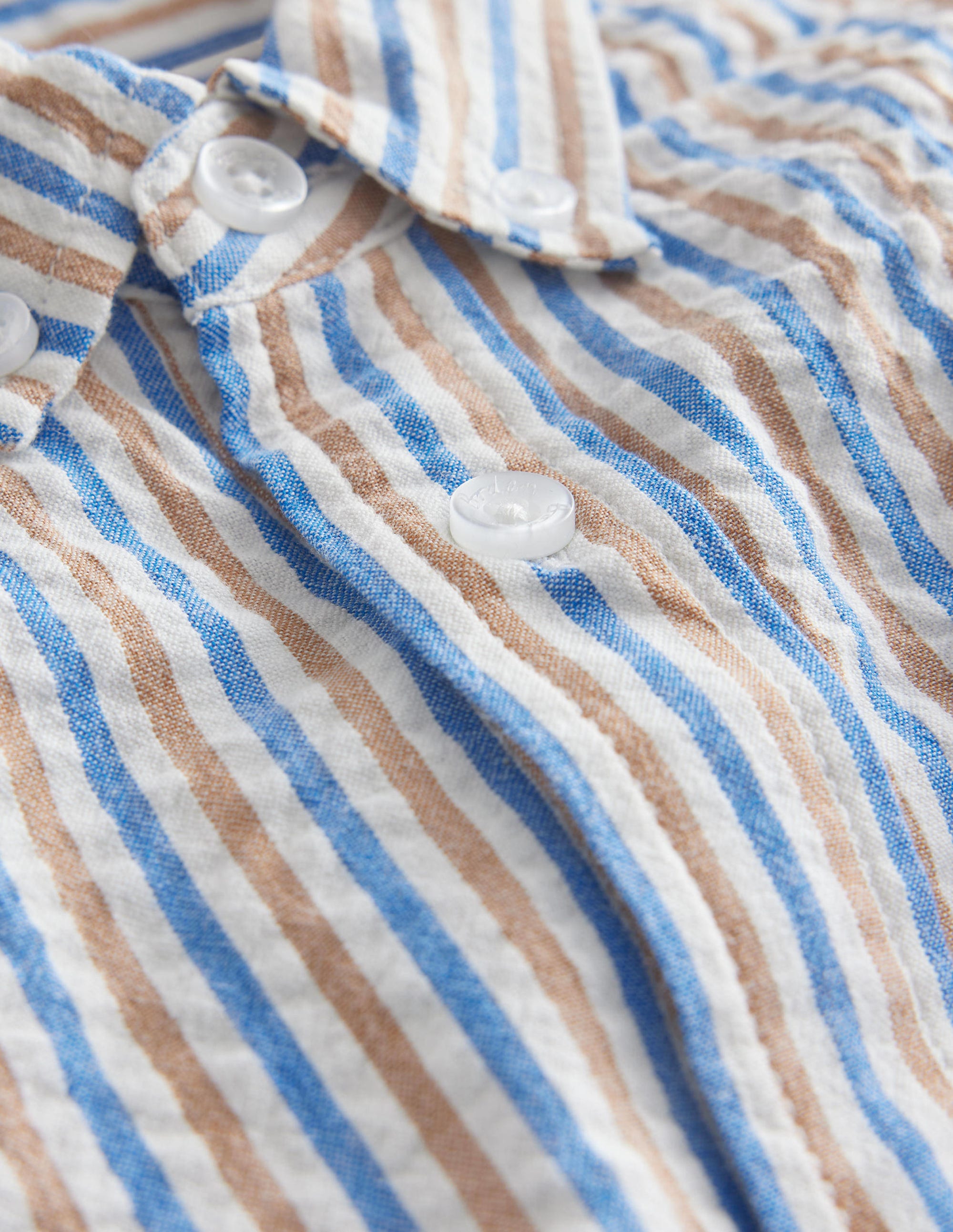 Chemise en seersucker-Rayé bleu et marron - Image 3