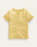 T-shirt délavé en tissu flammé-Jaune bouton d'or