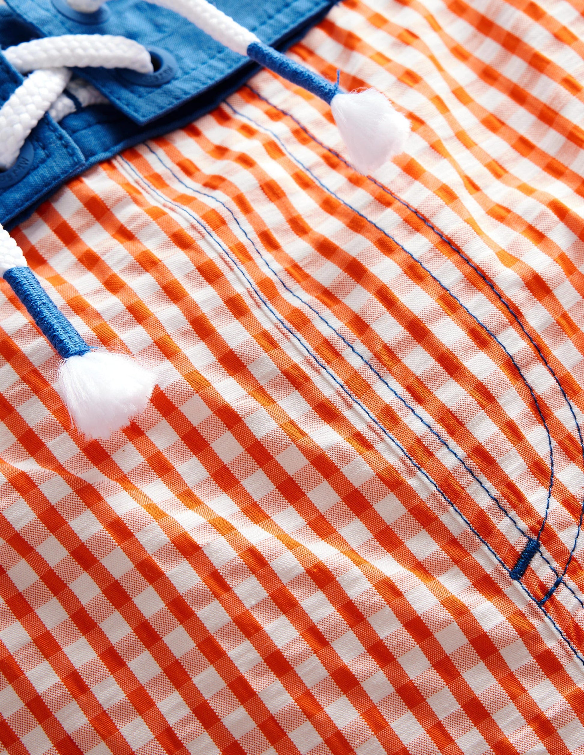 Gingham Board Shorts-Coral and Ivory Gingham-3