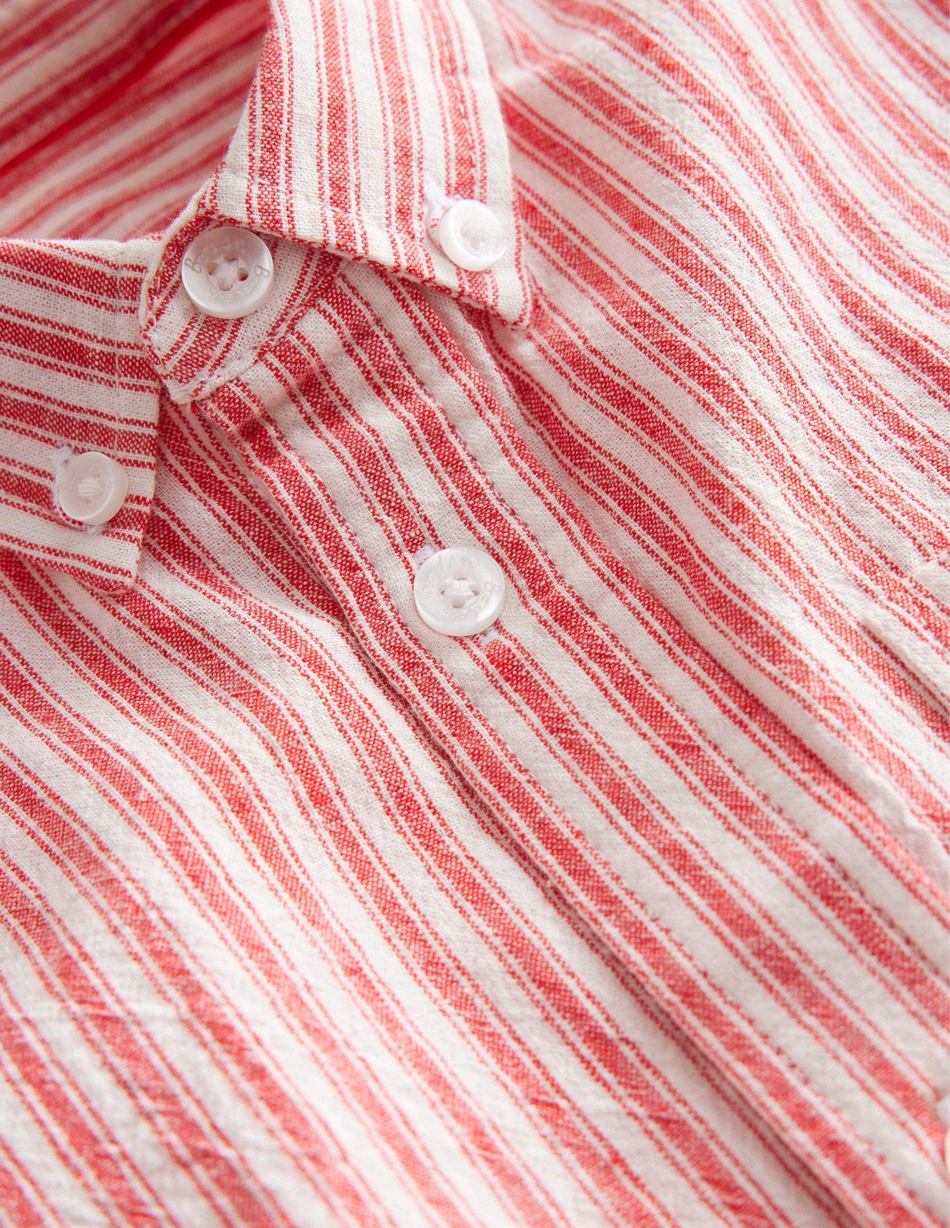 Chemise à rayures coutil et motif fraise-Coutil rouge-3