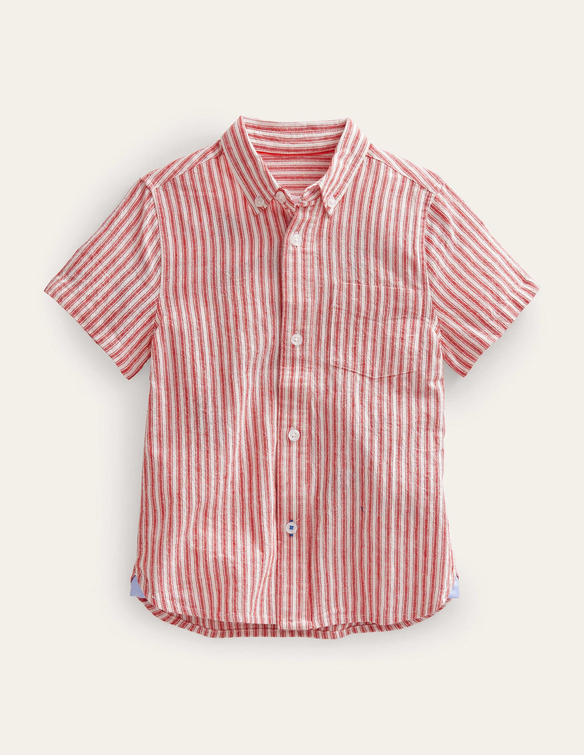 Chemise à rayures coutil et motif fraise-Coutil rouge-1