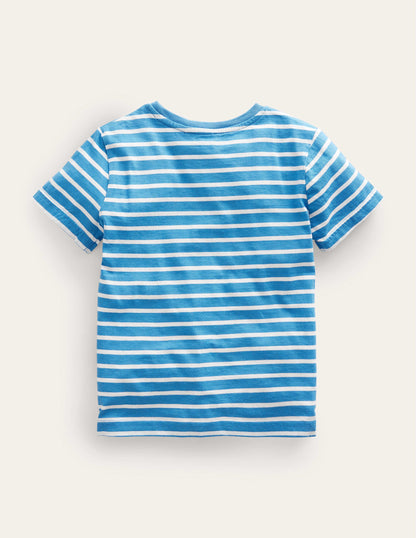 T-Shirt mit Aufklapp-Lkw-Elisabethanisches Blau/Naturweiß, Lkw-2
