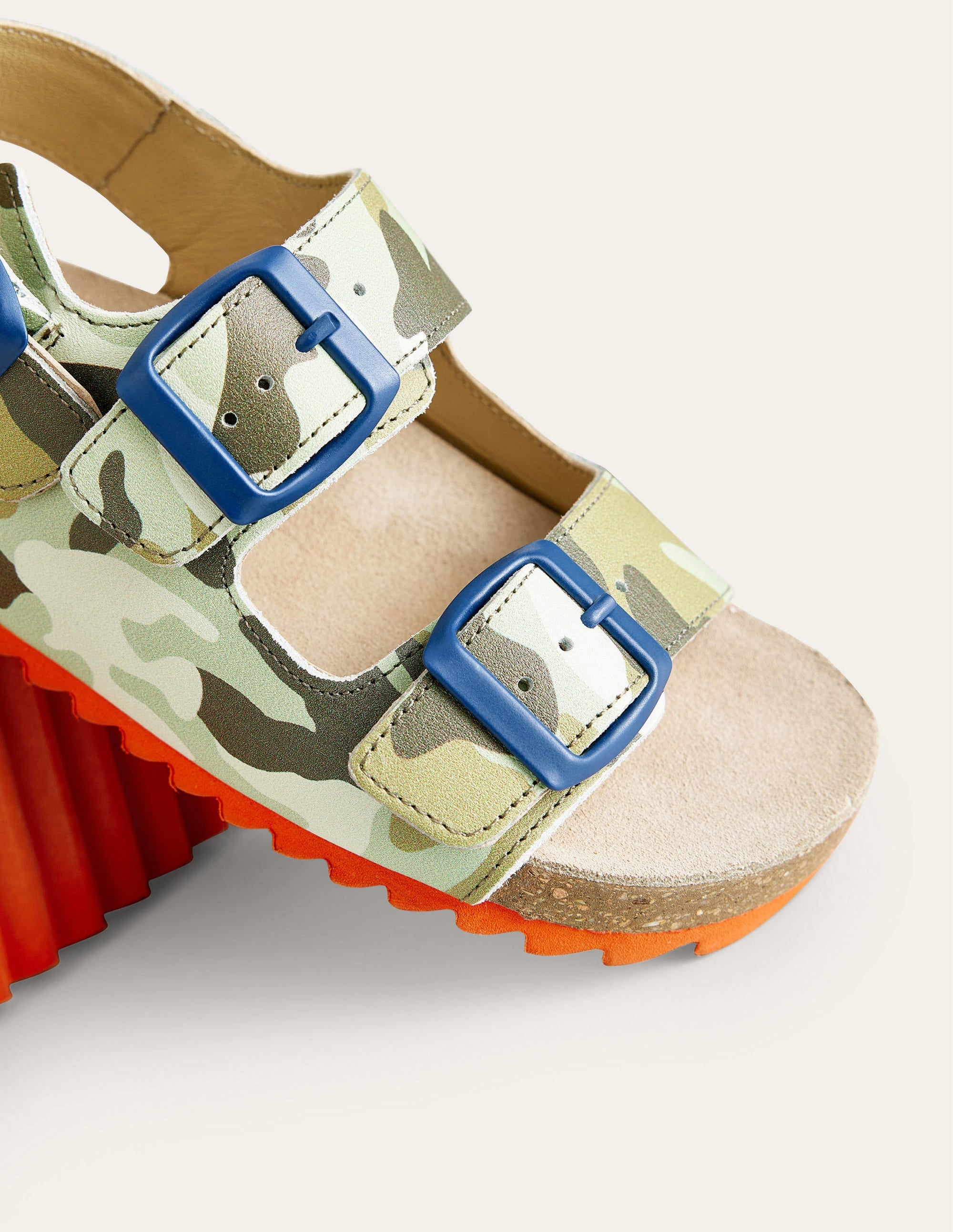 Sandales en cuir-Vert camouflage - Image 3