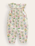 Barboteuse imprimée à volants-Motif Posy Pals gousse de vanille