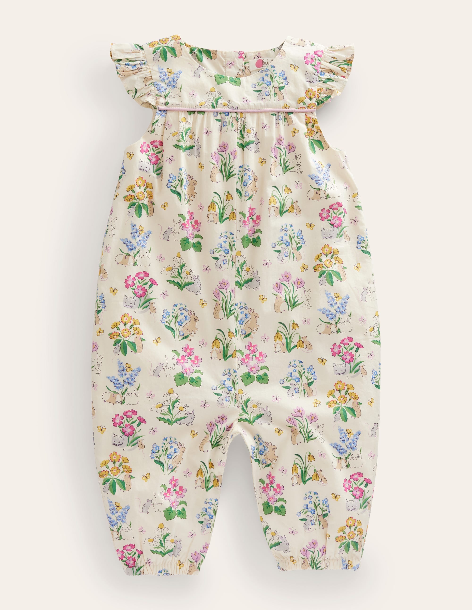 Barboteuse imprimée à volants-Motif Posy Pals gousse de vanille - Image 1