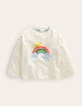 Lässiges Sweatshirt mit Regenbogenmotiv-Naturweiß, Regenbogen