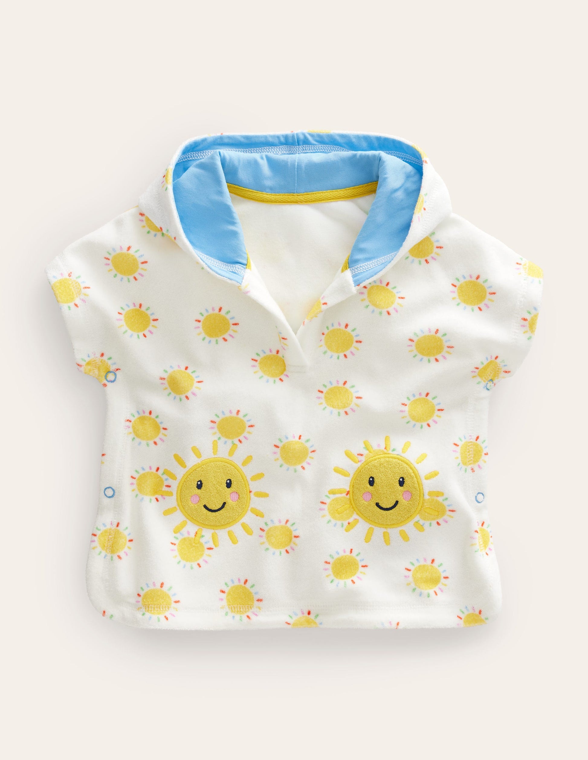 Gemusterter Frottee-Kapuzenponcho-Bunt, Regenbogen-Sonnen-1