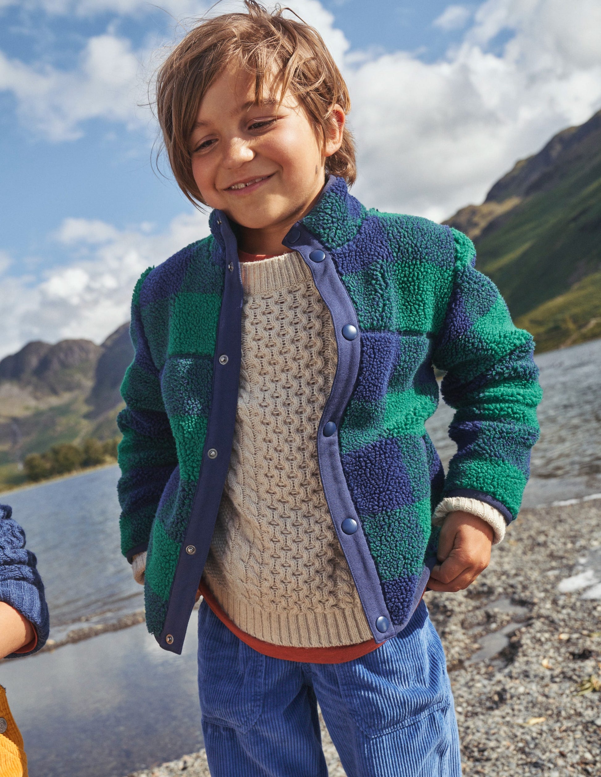 Borg-Jacke zum Drüberziehen-Grün Kariert-4