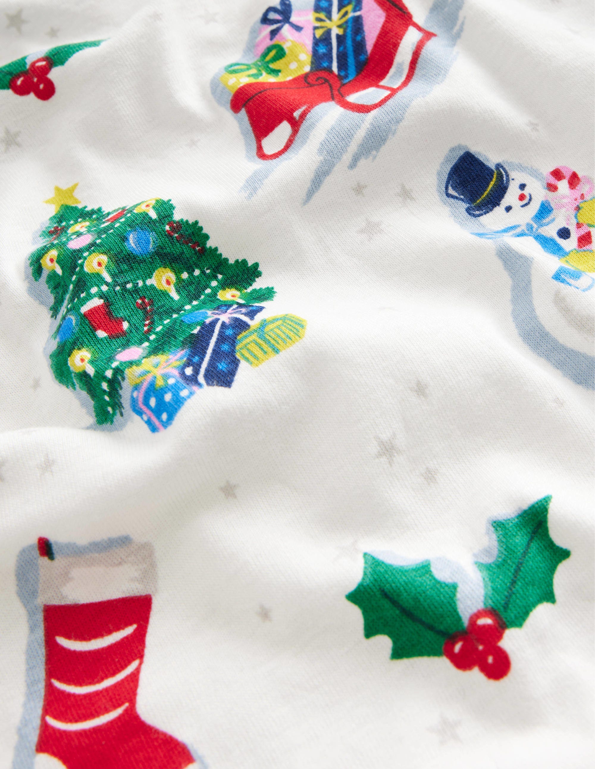 Snug Single Long John Pyjamas-Ivory Festive Fun - Image 3