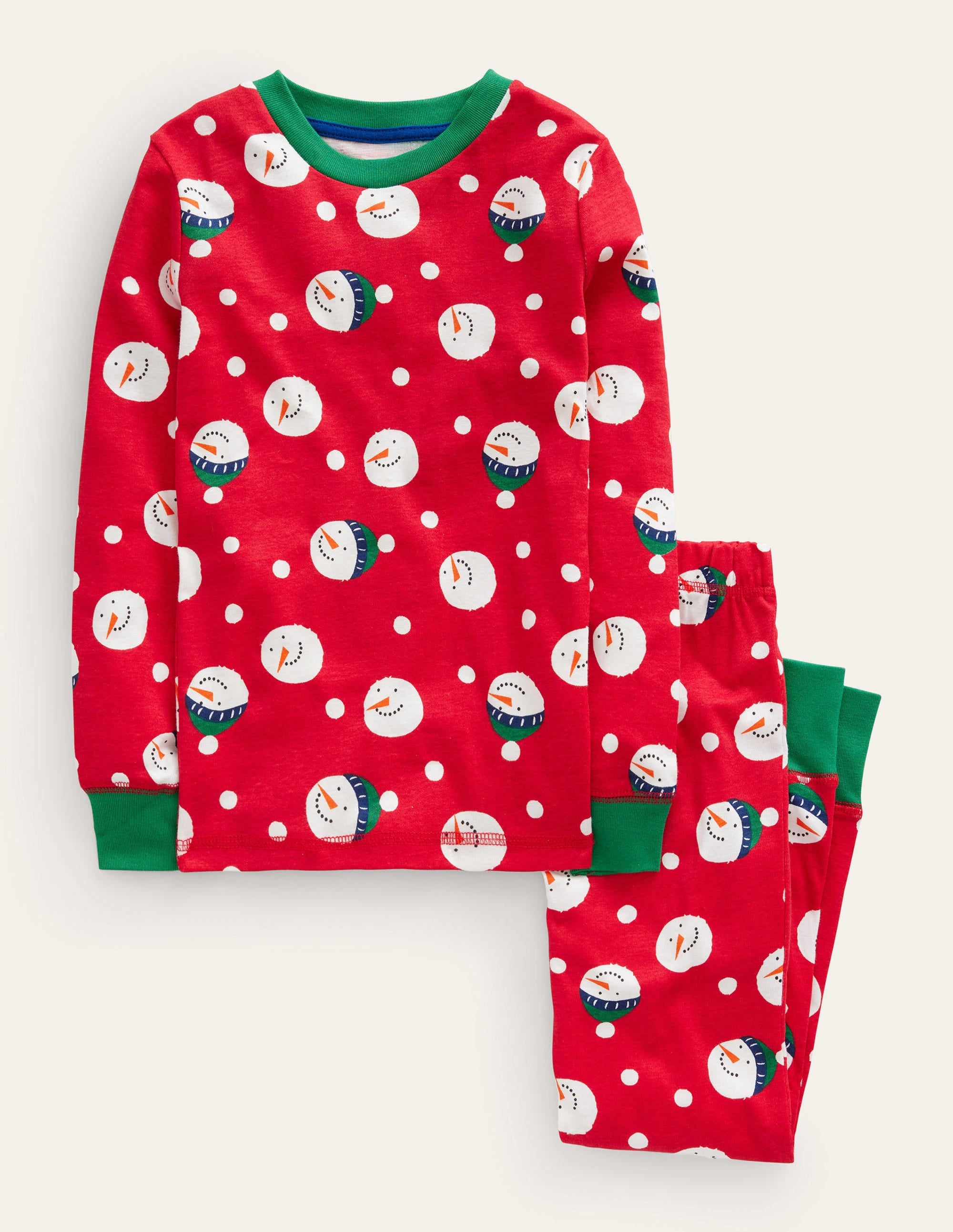 Eng anliegender, langer Schlafanzug-Rockabilly-Rot Schneemann/Punkte - Image 1