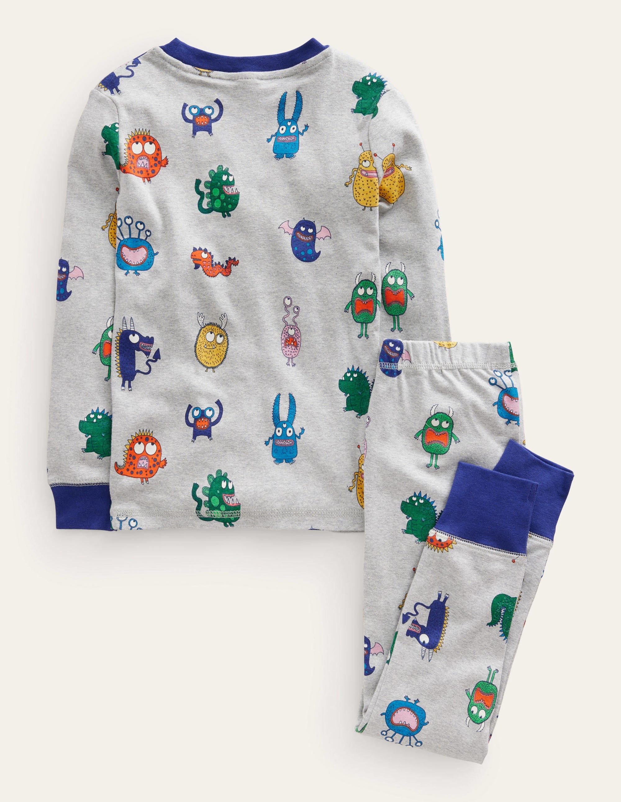 Pyjama long douillet-Monstres gris chiné - Image 2
