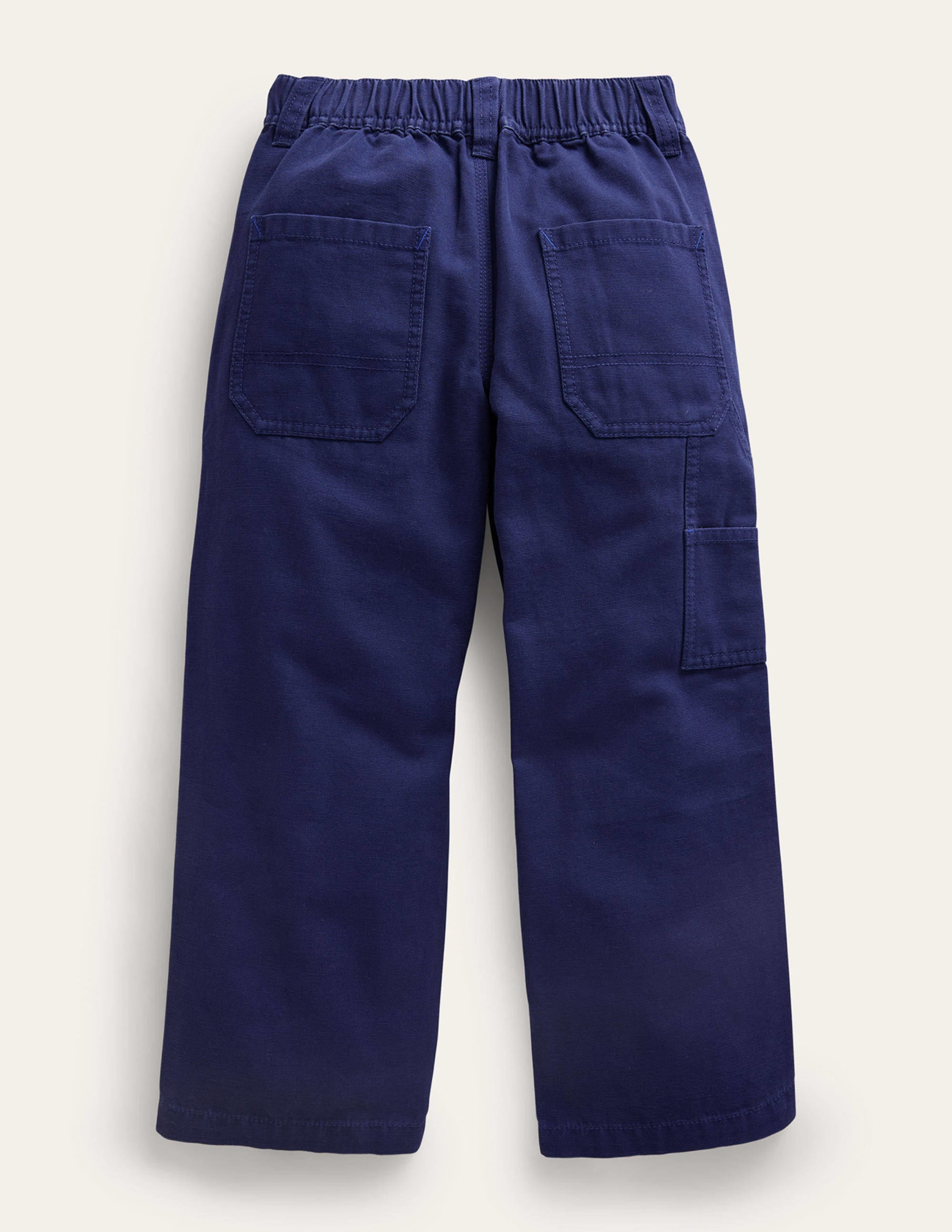 Pantalon style charpentier en toile-Bleu marine universitaire - Image 2