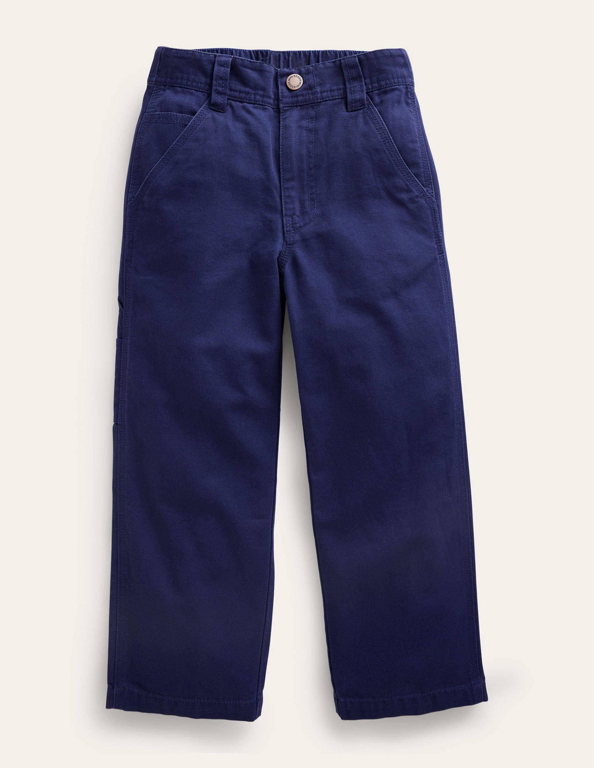 Pantalon style charpentier en toile-Bleu marine universitaire-1